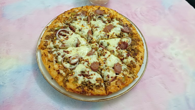 Yummy Meat Loaded Spicy Pizza Recipe| A Delicious Fusion Of Mine